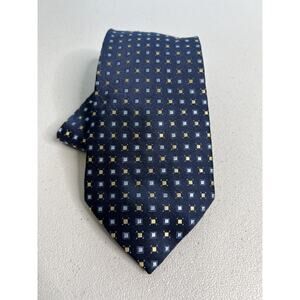 Van Heusen Blue Square/Geometric Pattern 100% Silk Designer Tie